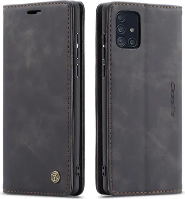 Produktbild von Galaxy A71 Hülle, LaimTop Retro Kunstledertasche TPU Innere, Kartenfächer, Magnetverschluss, Klapphülle mit Standfunktion Schutzhülle für Samsung Galaxy A71 Schwarz