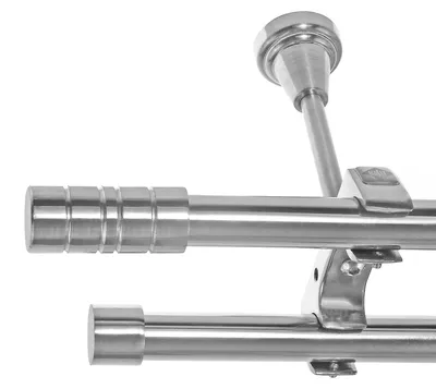 Produktbild von Edelstahl Look Gardinenstange Ø 20mm Deckenträger 2-läufig zweiläufig Deckenbefestigung Zylinder D61 E34E30 RR