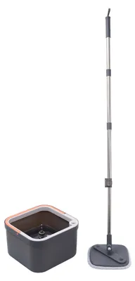 Productafbeelding van Relaxdays Wischmopset, 6 liter emmer met schoonwatertank, afmetingen 18,5x31x31 cm, 4 microvezel-dweildoeken, grijs