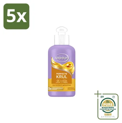 Productafbeelding van 5 x Andrélon Perfecte Krul Leave-in Haarcrème - 200 ml - Voordeelverpakking - 5 stuks