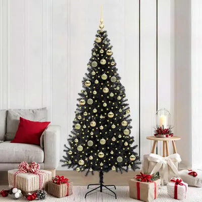 Zdjęcie produktu dla Maison Exclusive – choinka bożonarodzeniowa z 300 diodami LED i stojakiem, czarna, 210 cm, PVC