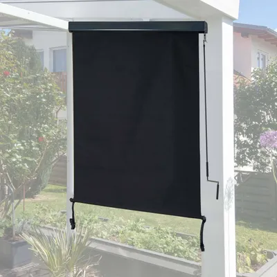 Zdjęcie produktu dla Markiza pionowa HWC-F42, markiza pionowa do ochrony prywatności, roleta zewnętrzna, tkanina UV Protection 50 ~ 250x100cm, czarna