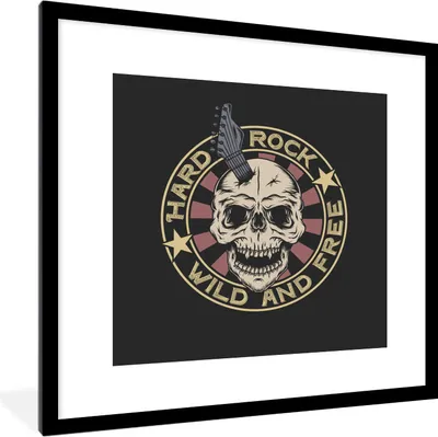 Produktbild von MuchoWow® MuchoWow® Gerahmtes Poster Vintage - Totenkopf - Gitarre 40x40 cm - Poster mit zchwarzem Bilderrahmen - Poster - Plakat im Rahmen
