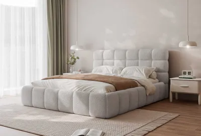 Produktbild von Polsterbett Bubble Doppelbett Bettgestell Lattenrost mit Bettkasten (Farbe: Abriamo 05, Größe: 140x200 cm)