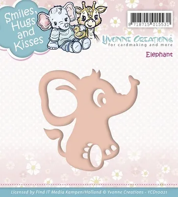 Produktbild von Stanzschablone - Yvonne Creations - Lächeln, Umarmungen und Küsse - Elefant