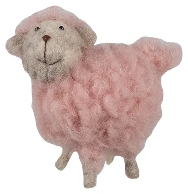 Image de Clayre & Eef Figurine de décoration Mouton 14 cm Rose Synthétique