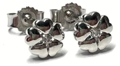 Produktbild von Ohrring 925/- Silber rhodiniert Zirkonia Kleeblatt poliert einfarbig Glück Ohrstecker