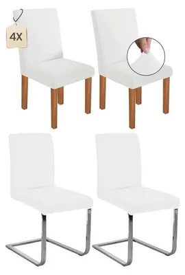 Productafbeelding van Elastische stoelhoes, schommelstoelhoes, wasbaar, wit, set van 4
