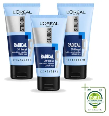 Immagine prodotto di 3 confezioni di L'Oréal Paris Studio Line Radical, gel super forte, 150 ml - confezione grande - 3 pezzi