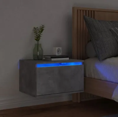 Produktbild von Cloris Designermöbel Wand-Nachttisch mit LED-Leuchten Betongrau 2024 Neu