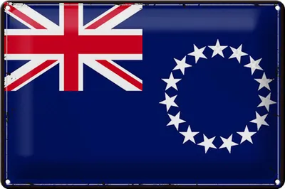 Produktbild von Blechschild Flagge Cookinseln 30x20cm Retro Cook Islands