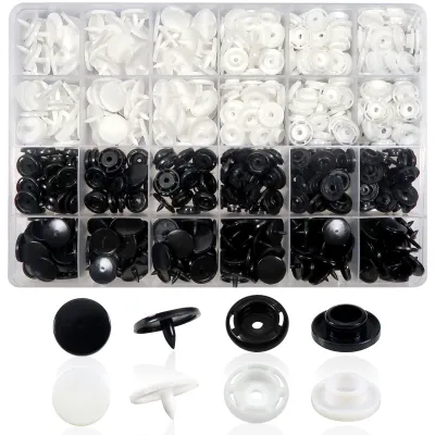 Produktbild von Druckknöpfe 14 mm - 150er Set in Weiß und Schwarz - DE-CLB0728