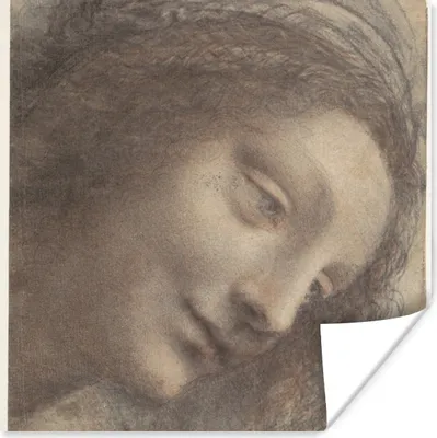 Produktbild von MuchoWow® Poster Das Haupt der Jungfrau Maria - Leonardo da Vinci 75x75 cm - Wand Dekoration