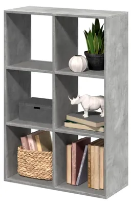 Produktbild von Bücherregal Standregal Raumteiler, Betongrau, 69,5 x 29 x 103,5 cm, Holzwerkstoff