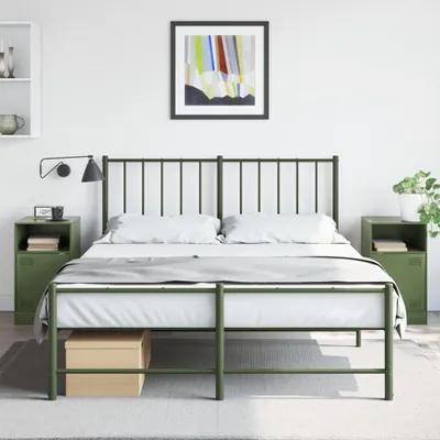 Immagine prodotto di vidaXL Comodini 2 pz. Verde oliva 34,5x39x62 cm in acciaio