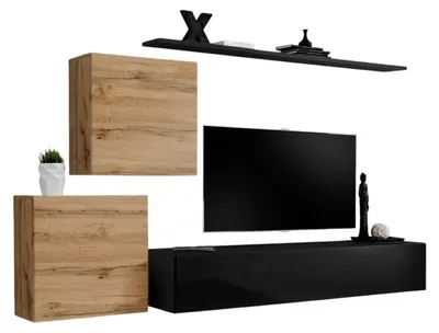 Produktbild von Meublorama AM-SWITCH 5-WTS SW 5*4C/66KG, 2 Regale, 3 Tür(en), Schwarz, Mitteldichte Faserplatte (MDF), 400 mm, 2500 mm