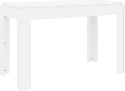 A white dining table is shown against a white background.