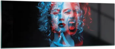 Produktbild von Bilder auf glas - Einteilig - Schwarz Frau Emotionen - 140x50cm - Glasbilder - Wandbilder - Bilder - zum Aufhängen bereit - Wanddekoration aus Glas - Glas Bilder - Wandbild auf Glas - GAB140x50-4472