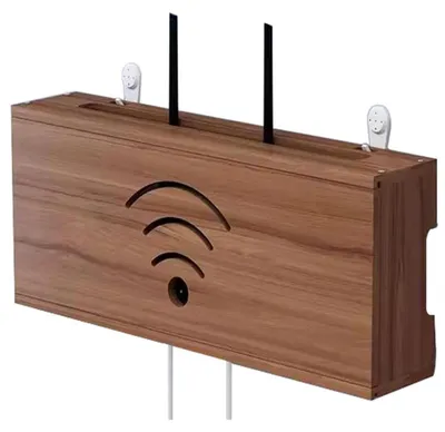 Produktbild von Routerschrank Holz Braun Wandregal Kabelsalat Versteckbox 40x10x20cm
