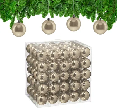 Immagine prodotto di Set da 100 palline natalizie Relaxdays, decorazioni natalizie, lucide, palline per l'albero di Natale, decorazioni per l'albero di Natale, diametro 6 cm, color champagne