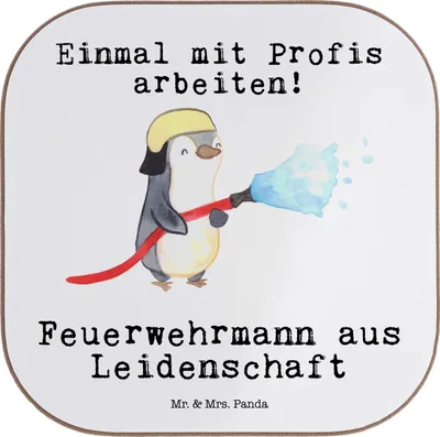 Produktbild von Mr. & Mrs. Panda Tischschoner Feuerwehrmann Leidenschaft - Weiß - Geschenk, Ausbildung, gläseruntersetzer, Spruch, Freiwillige Feuerwehr, Coaster, Tischuntersetzer