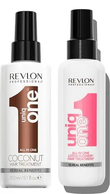 Image de Revlon | Kit de soins capillaires Uniq One - 150 ml noix de coco + 150 ml lotus - Traitement 10 en 1 - Soin intensif
