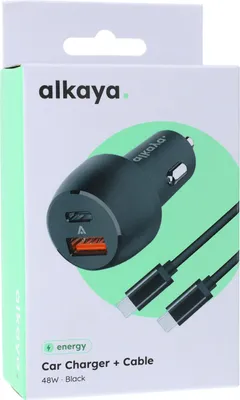 Produktbild von alkaya Fast Speed Set KFZ-Ladegerät für Zigarettenanzünder 48W schwarz