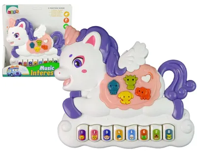 Produktbild von Leantoys Interaktives Klavier Einhorn Sound Tiergeräusche Melodien Weiß