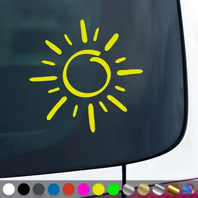 Produktbild von PantherPixel Sonne Aufkleber Sonnenschein Strand Meer Camping Sticker Auto Geschenkidee Farbe Neon-Gelb