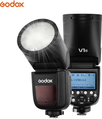 Produktbild von Godox V1N Professionelles Blitzger?t Speedlite Speedlight Rundkopf Wireless 2.4G Fresnel Zoom fš¹r Nikon D5300 D750 D850 D7100 Z7Cameras Camcorder fš¹r Hochzeiten Portr?t Studio Fotografie