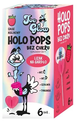 LIZAK SERCE KRYSZTAŁOWE O SMAKU MALINOWYM NA GARDŁO BEZ CUKRU BEZGLUTENOWY (6 szt.) 36 g - JOE GLOW