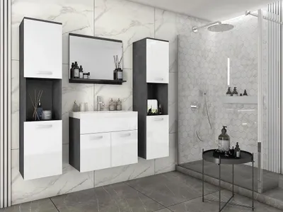 Image de Ensemble de salle de bain avec lavabo ZORAIDA XL - chêne matera / blanc brillant