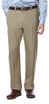 Immagine prodotto di Pantaloni da uomo Haggar E-CLO Repreve, modello Stria, con parte anteriore piatta, colore taupe, taglia 34W / 31L