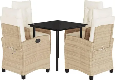 Produktbild von vidaXL 5-tlg. Garten-Essgruppe mit Kissen Beige Poly Rattan