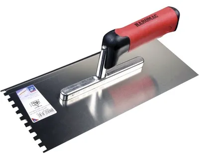 Produktbild von Distanzkelle 280x130mm,2KGriff gebogene Zahnung 8x8