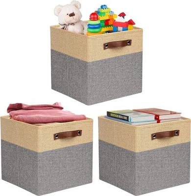 Image de Boîte de rangement pour vêtements, armoire pliante, lot de 3, en tissu
