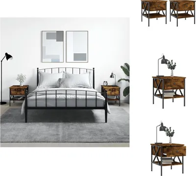 Immagine prodotto di vidaXL Comodini 2 pz. Rovere fumé 40x42x45 cm materiale a base di legno - Comodini