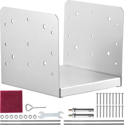 Produktbild von SucceBuy 203,2 x 203,2 mm verstellbarer Pfostensockel, Pfostenankerhalterung aus Edelstahl (innen 198 x 185), ideal für Pavillondecks, Verandahandläufe, Geländerstützen, dekorative Ankerplatte