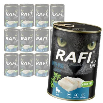 Zdjęcie produktu dla Rafi Cat Adult 12x400g Bezzbożowa Mokra Karma Dla Kota Z Dorszem
