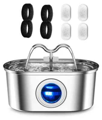 Produktbild von Tierwasserbrunnen, Edelstahl, ultra-leiser Pumpenbetrieb, Haustierwasser 4Chips