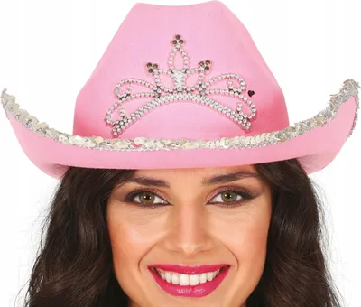 Immagine prodotto di Cappello da Cowboy Carnevale Bianco Strass Copricapo Occidentale Costume Festa Splendido Festivo, Colore: Rosa