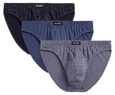 Produktbild von 3-Pack Herren-Sportslips Atlantic grau marineblau blau Baumwolle M