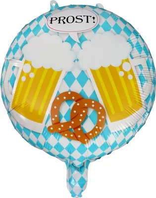 Produktbild von Oblique Unique Folien Ballon mit Bierkrügen Brezeln Schriftzug Prost Luftballon für Party Deko Bierglas