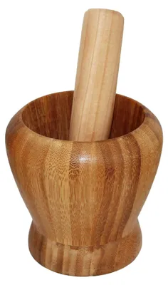 Mörser aus Bambusholz, 10 cm, für Gewürze und Kräuter