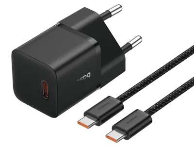 Obrázek produktu pro Nabíječka Baseus GaN (P10110900113-00) – USB-C, 20 W, kabel USB-C 100 W (1 m), Cluster Black