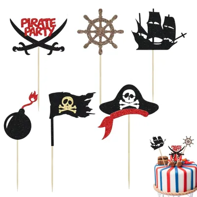 Piraten-Cake-Topper-Set, 12 Stück, Happy-Birthday-Dekoration