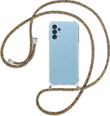 Produktbild von Handykette Backcover-Schutzhülle mit Band (Metall silberfarben) für Samsung Galaxy A13 4G - braun+beige
