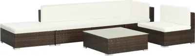 Produktbild von The Living Store 6-tlg. Garten-Lounge-Set mit Auflagen Poly Rattan Braun