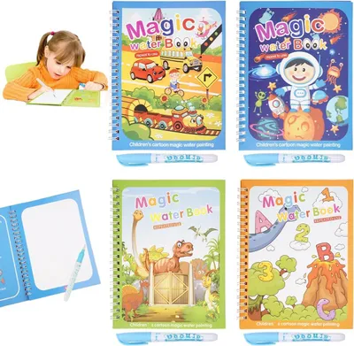 Image de Livres de coloriage à l'eau, livres de coloriage magiques avec stylo à eau, livres de coloriage à l'eau avec stylo, dessins magiques à l'eau, livres, stylos à eau, livres de coloriage
