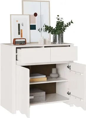 Produktbild von vidaXL Sideboard Drammen Weiß 79 x 43 x 75,5 cm Massivholz Kiefer
